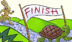 The tortise finishes first!